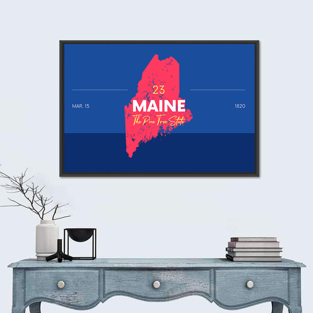 Maine State Map Graphic Wall Art