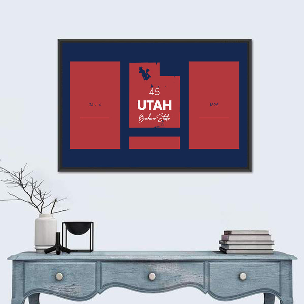 Utah State Map Graphic Wall Art