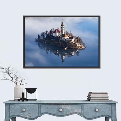 Lake Bled In Early Morning With Fog Wall Art