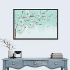 Ethereal Blue Floral Branch Wall Art