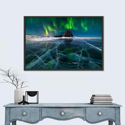 Aurora Borealis Over Frozen Lake Baikal Wall Art