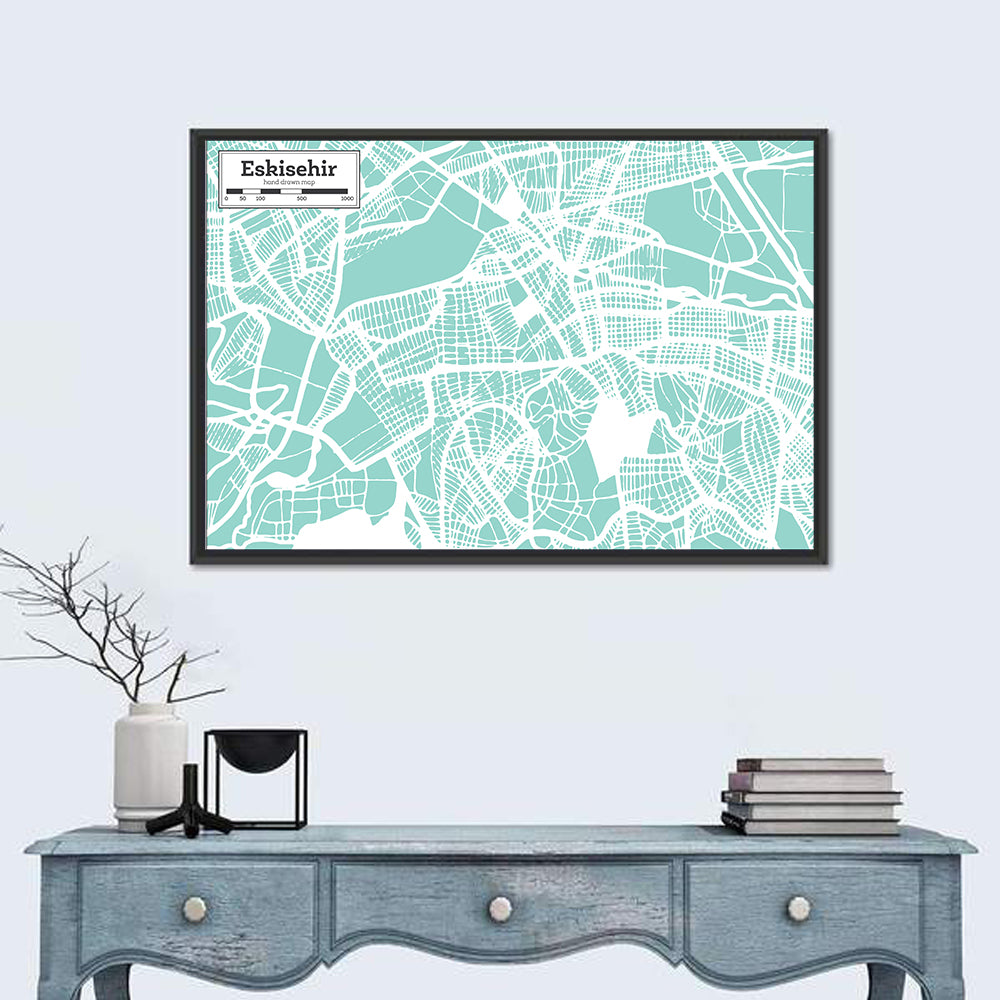 Eskisehir Street Grid Map Wall Art
