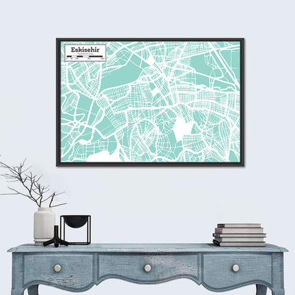 Eskisehir Street Grid Map Wall Art