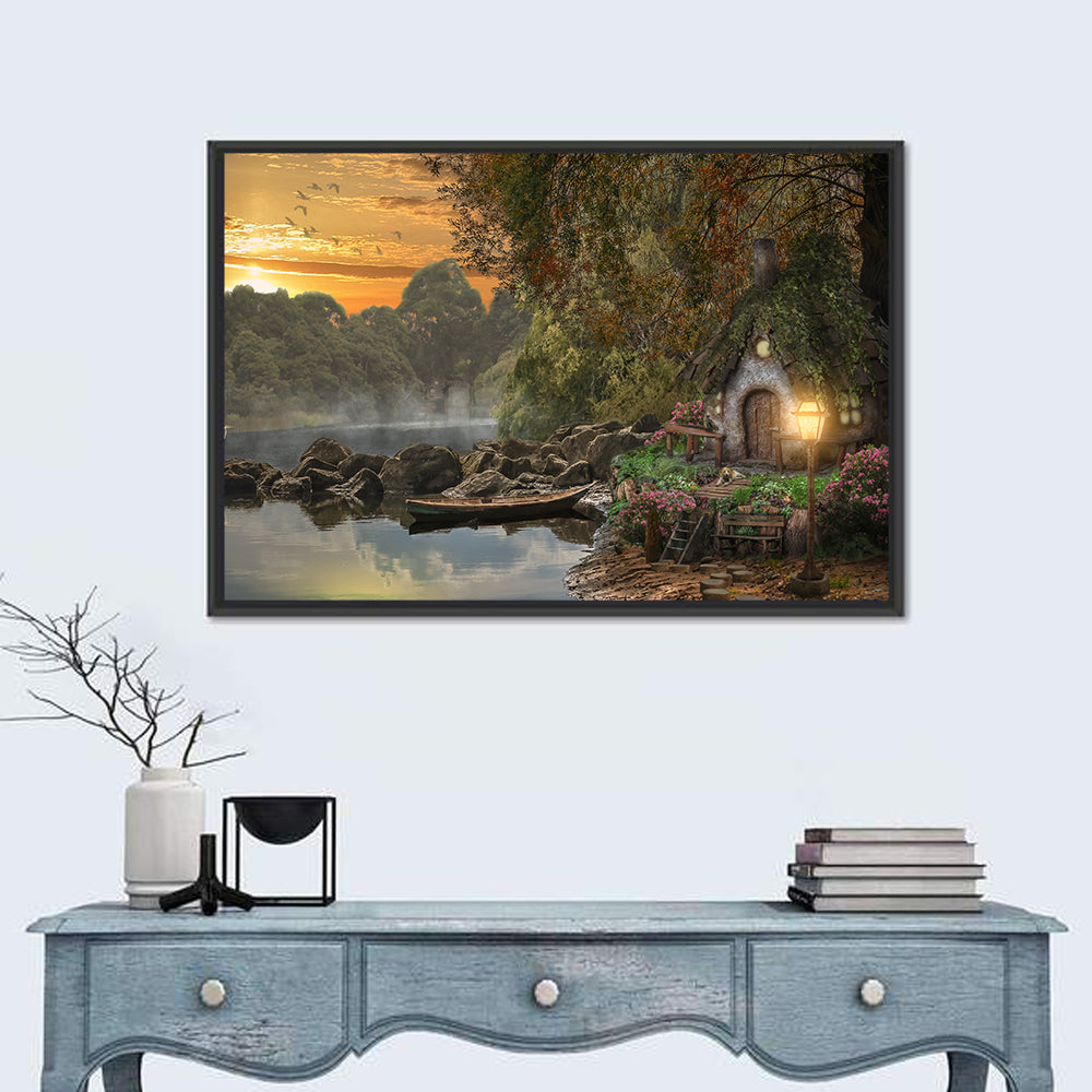 Fairy House on the Lake Wall Art in a room, landscape