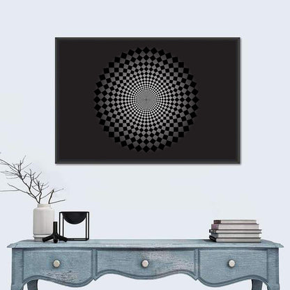 Monochrome Checkerboard Spiral Wall Art