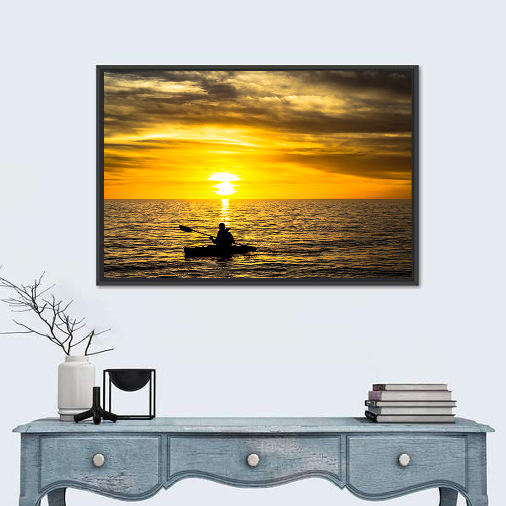 Kayaker at Golden Sunset Wall Art