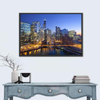 Chicago River Night Skyline Wall Art