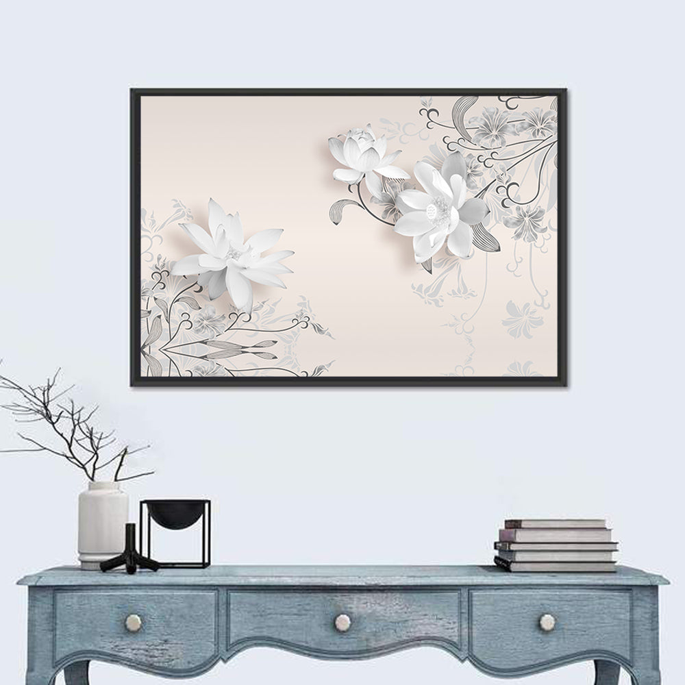 3d Floating Lotus Illustration Wall Art