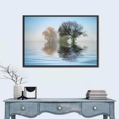 Misty Lake Reflection Wall Art