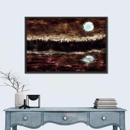 Moonlit Marsh Reflection Wall Art