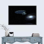 Starship Over Spiral Galaxy Wall Art