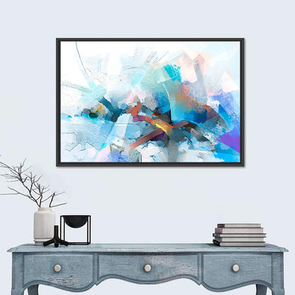 Colorful Brushstrokes with Geometric Planes Wall Art