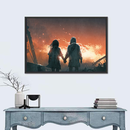 Lovers Before the Flames Wall Art