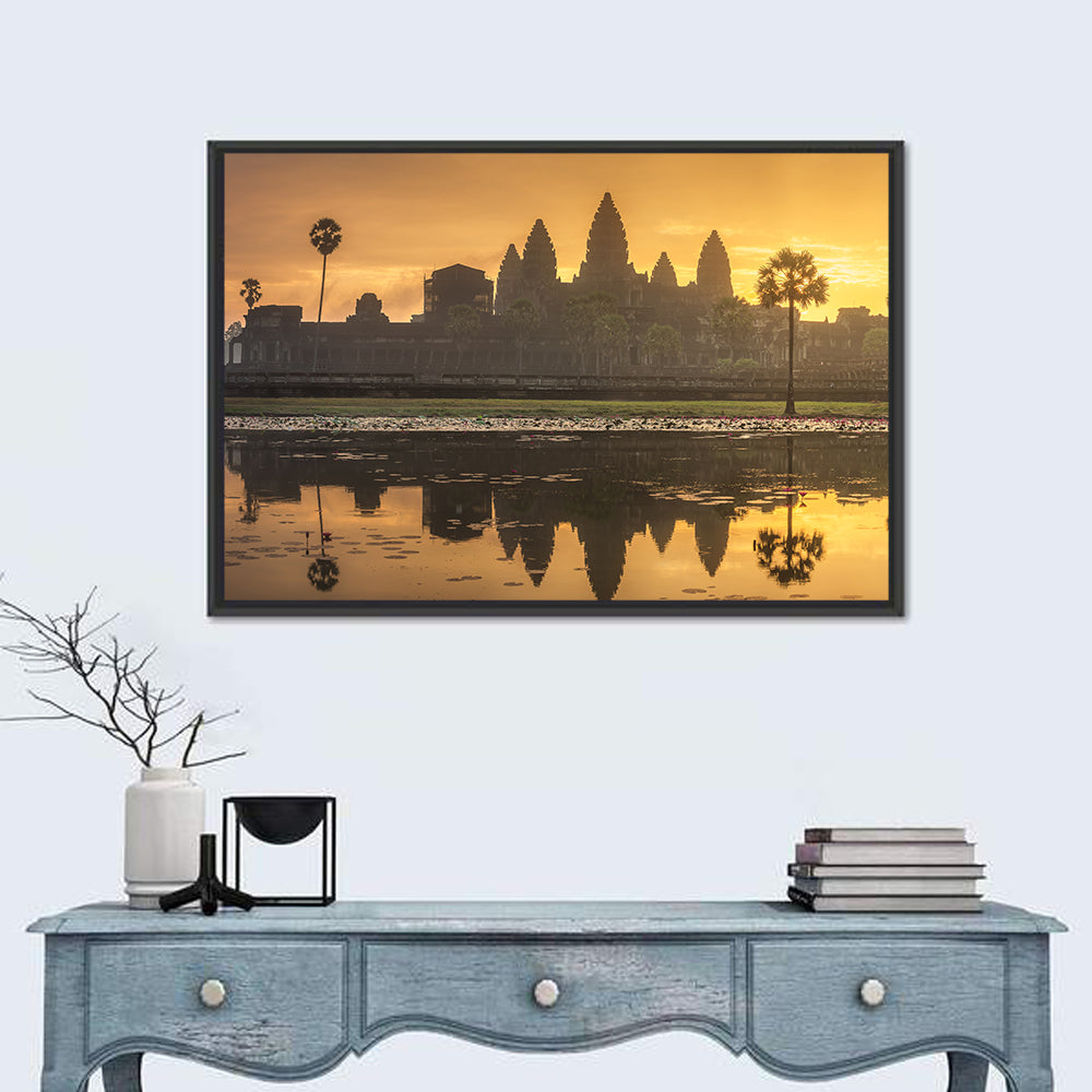 Angkor Wat Reflection at Sunrise Wall Art in a room, landscape