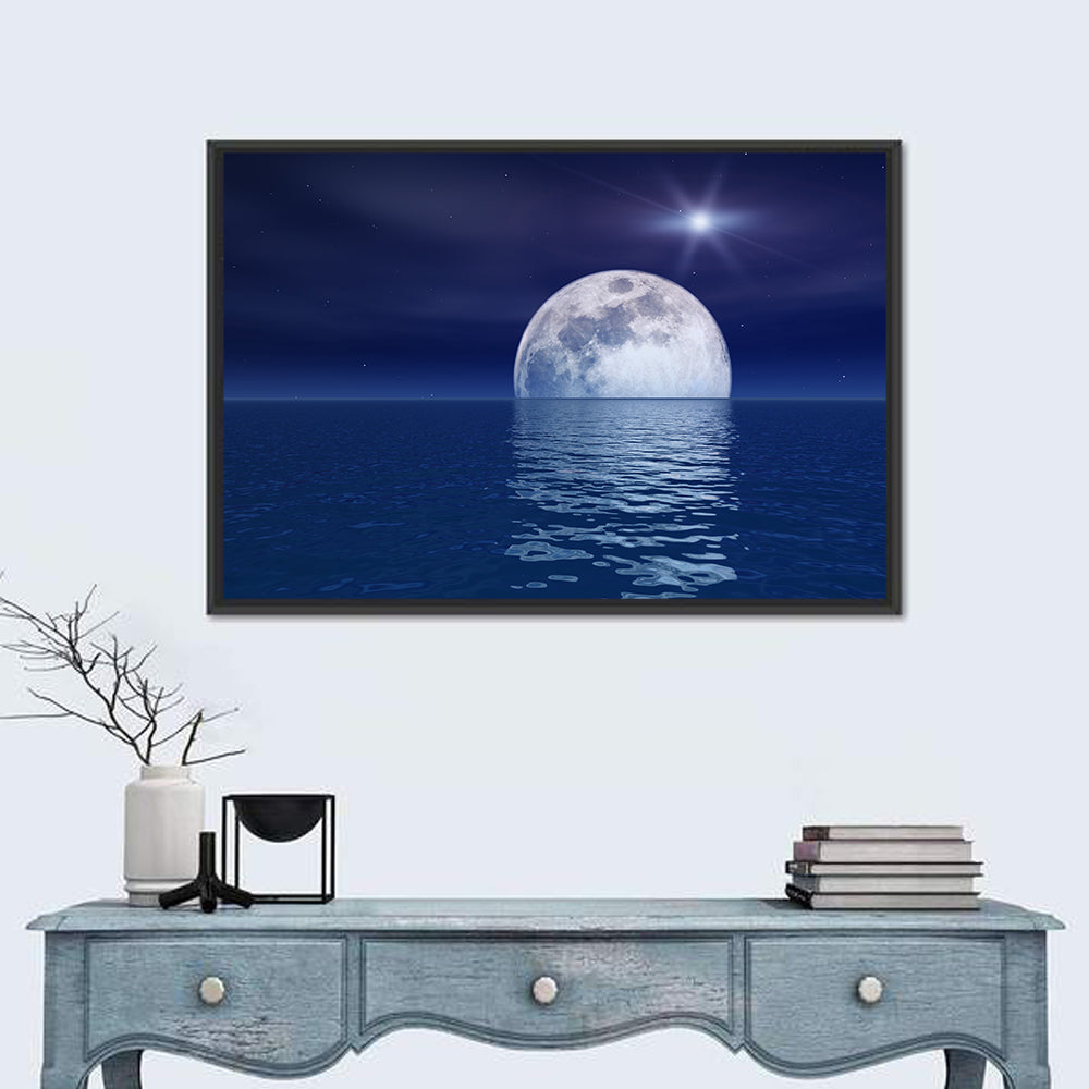 Quasar Star Over Moonlit Sea Wall Art