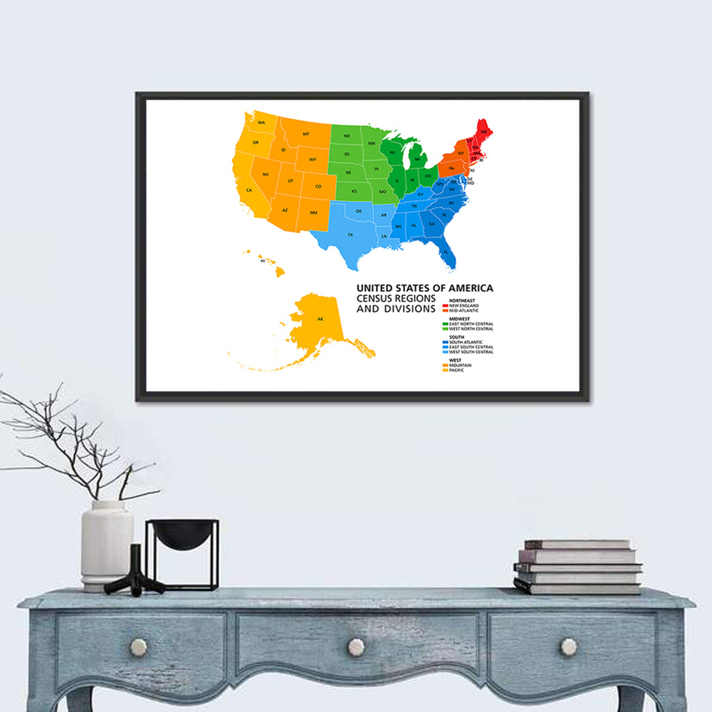 United States Political Map Wall Art