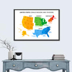 United States Census Regions Map Wall Art