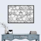 3d Isometric Hexagon Pattern Wall Art