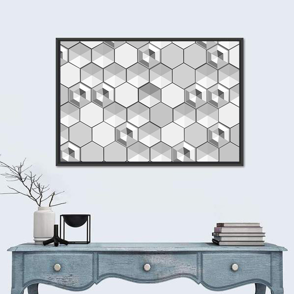 3d Isometric Hexagon Pattern Wall Art