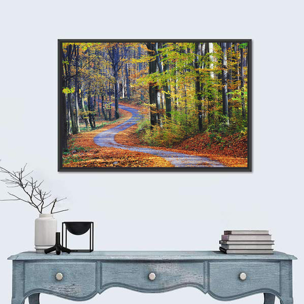 Winding Autumn Forest Path Wall Art
