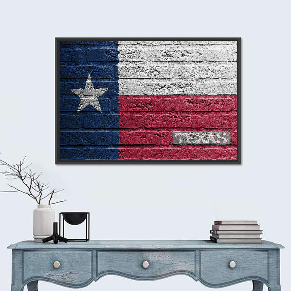 Texas Flag on Weathered Brick Wall Art