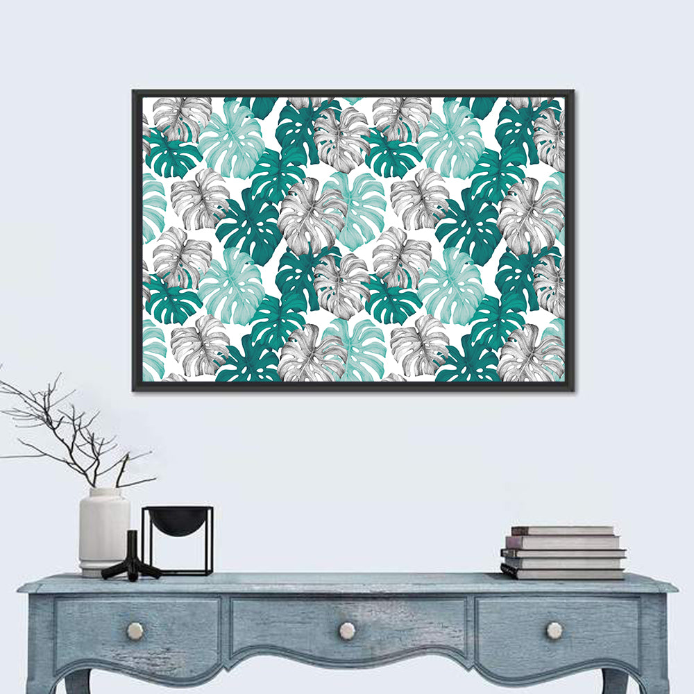 Seamless Monstera Leaf Pattern Wall Art