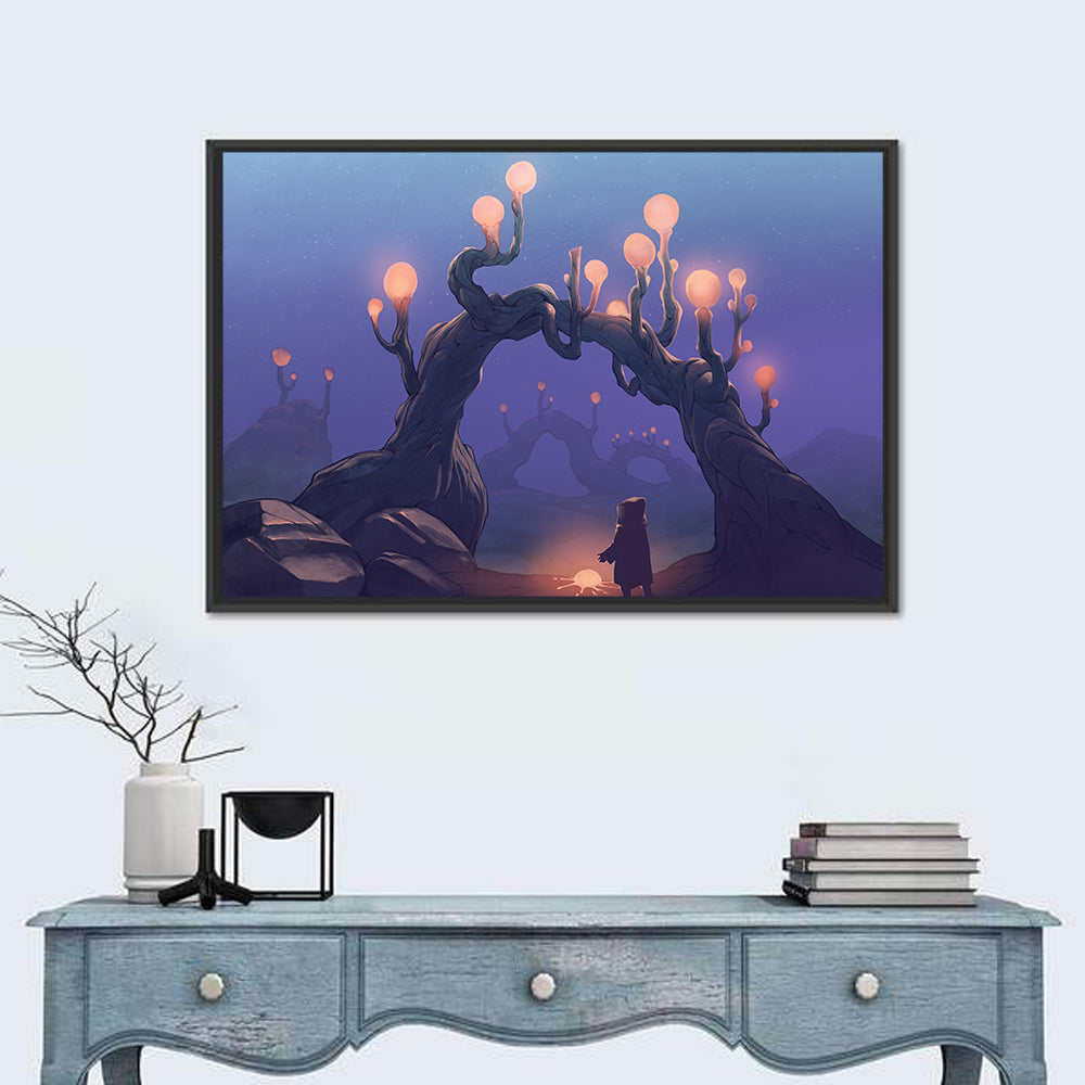 Glowing Archway in Surreal Forest Wall Art