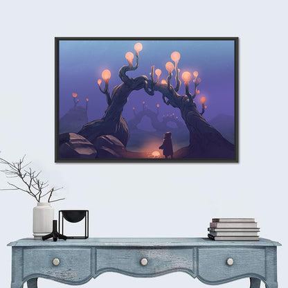 Glowing Archway in Surreal Forest Wall Art