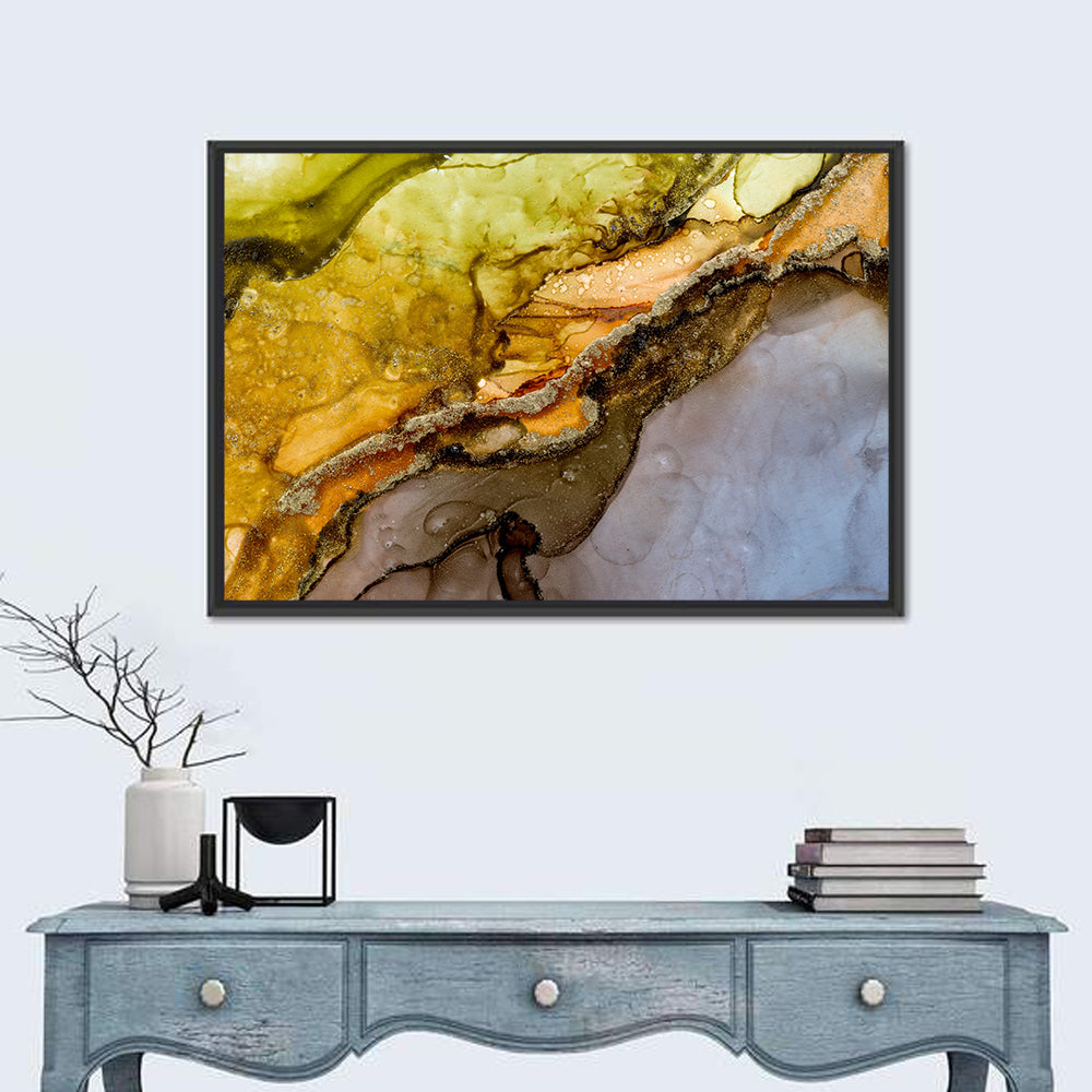 Glittering Vein Alcohol Ink Abstract Wall Art