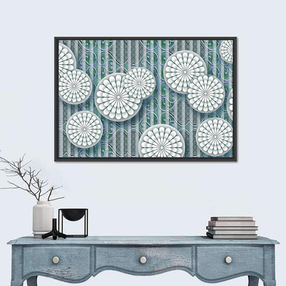 Blue Floral Scrollwork Pattern Wall Art