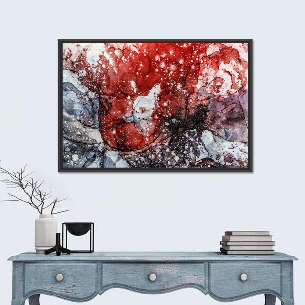Maroon and Gray Alcohol Ink Abstract Wall Art