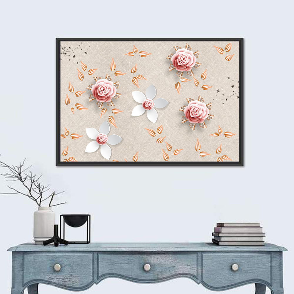 Jeweled Rose Floral Illustration Wall Art