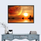 Alien Planet Sunset Wall Art