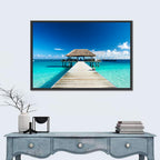 Maldives Wooden Jetty Over Turquoise Water Wall Art