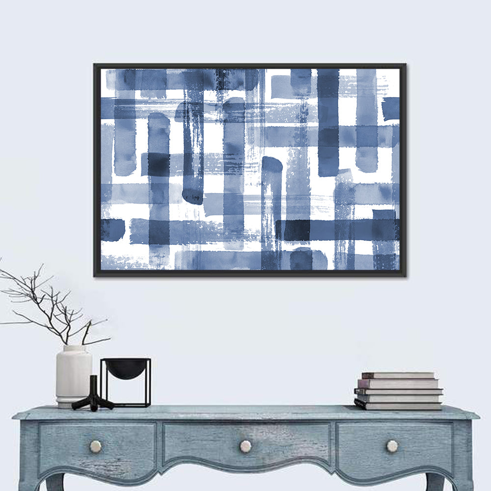 Indigo Brushstrokes Grid Wall Art