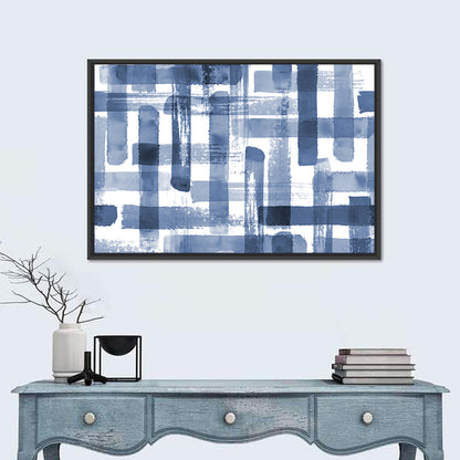 Indigo Brushstrokes Grid Wall Art