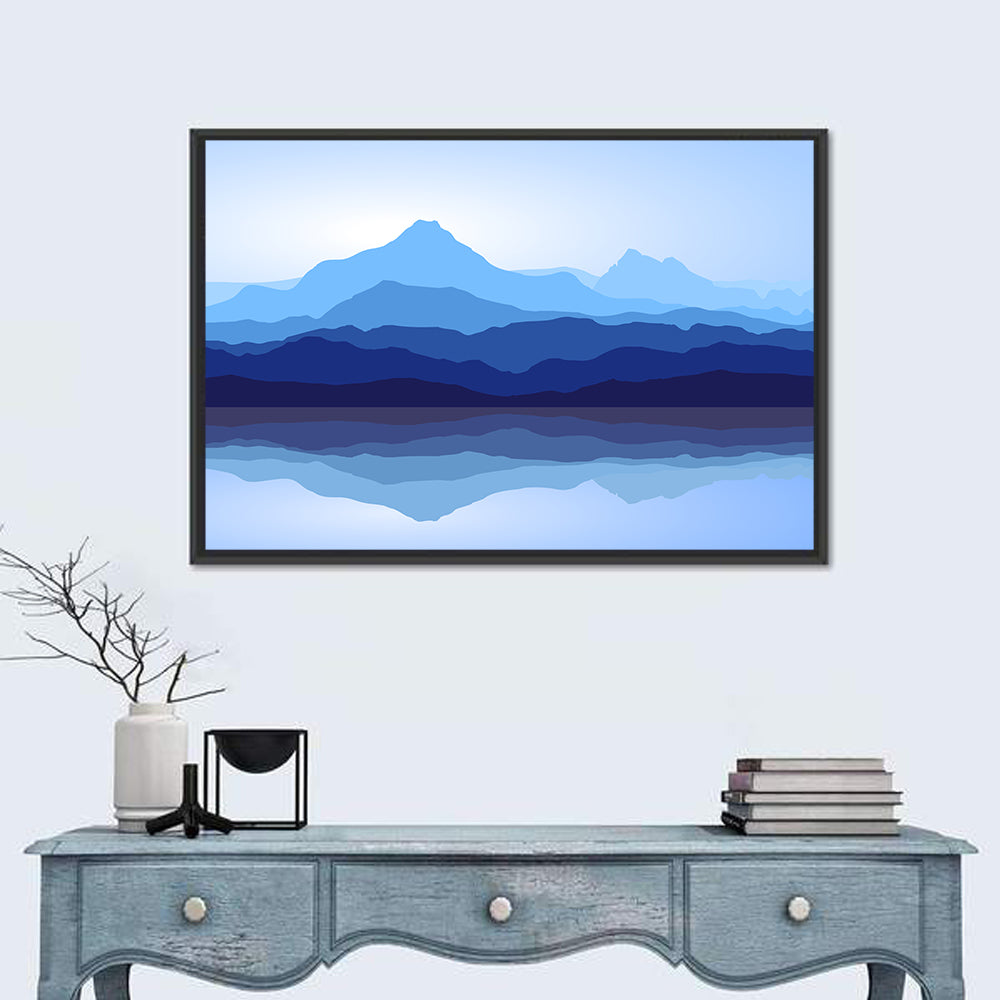 Blue Mountains Reflection Wall Art in a room, landscape