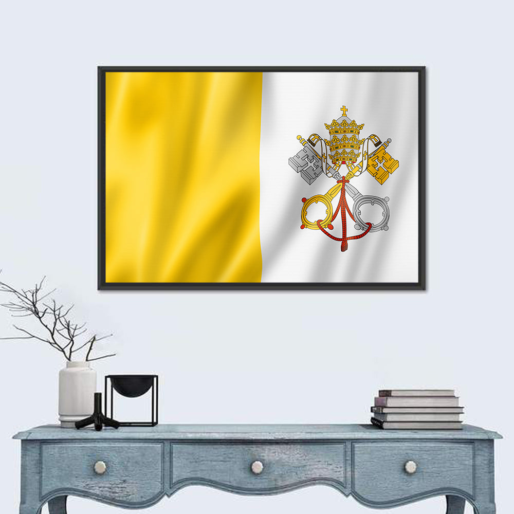 Vatican City Flag with Papal Emblem Wall Art