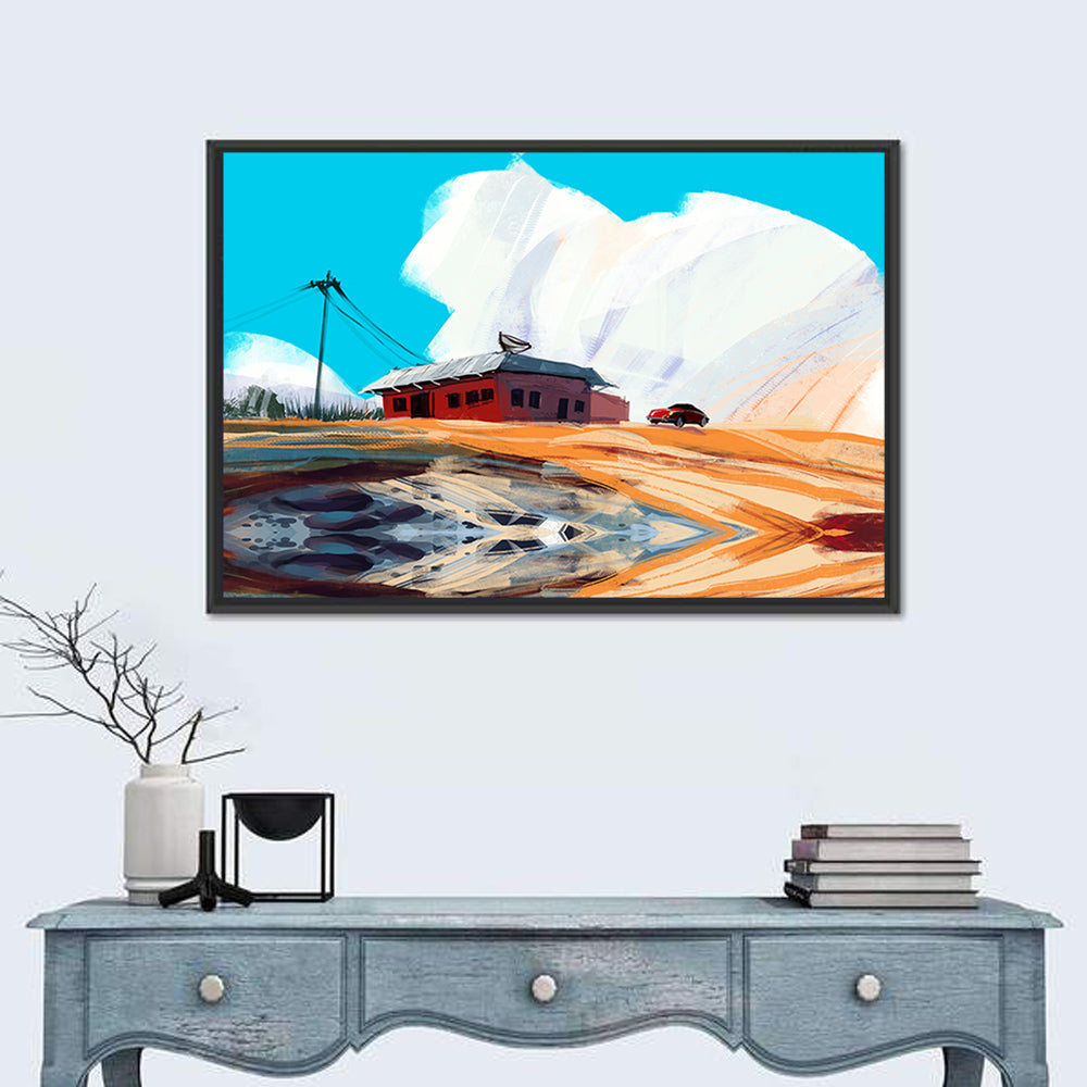 Red House in Desert Wall Art