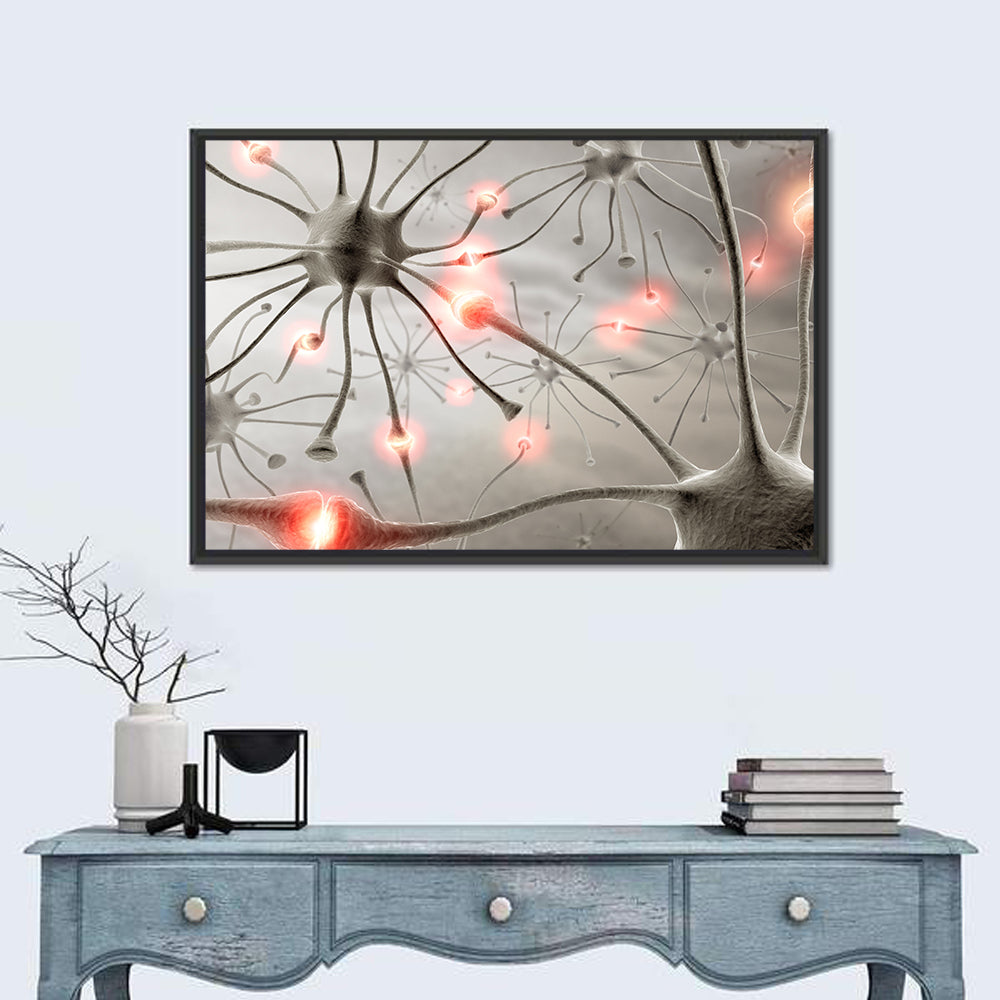 Hardwired Neurons with Glowing Synapses Wall Art in a room, landscape