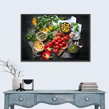 Italian Ingredients Flat Lay Wall Art