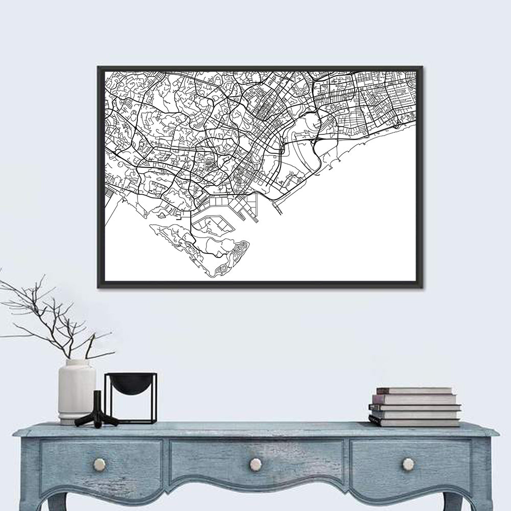 Singapore City Map Wall Art