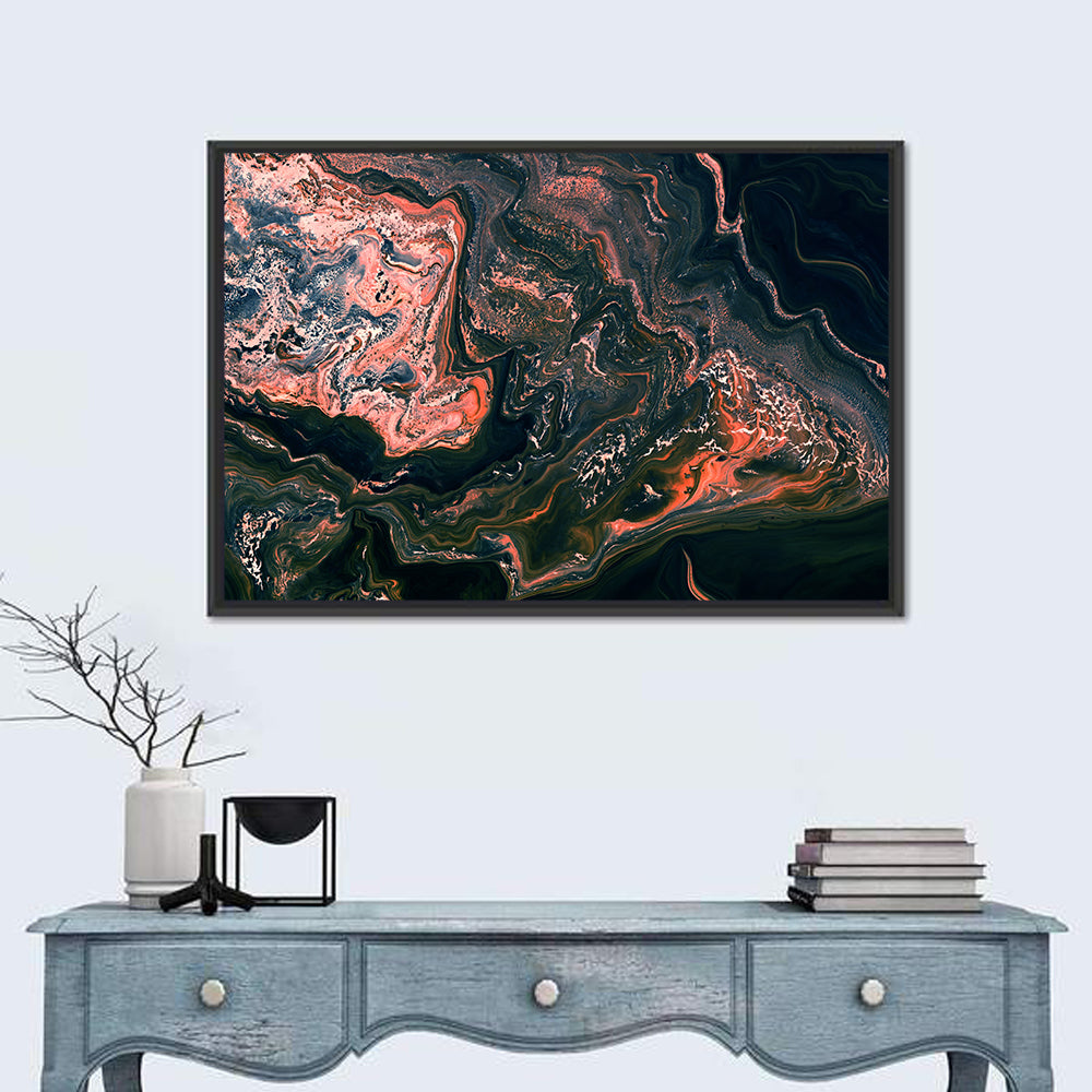 Moody Wavy Marble Texture Wall Art in a room, landscape