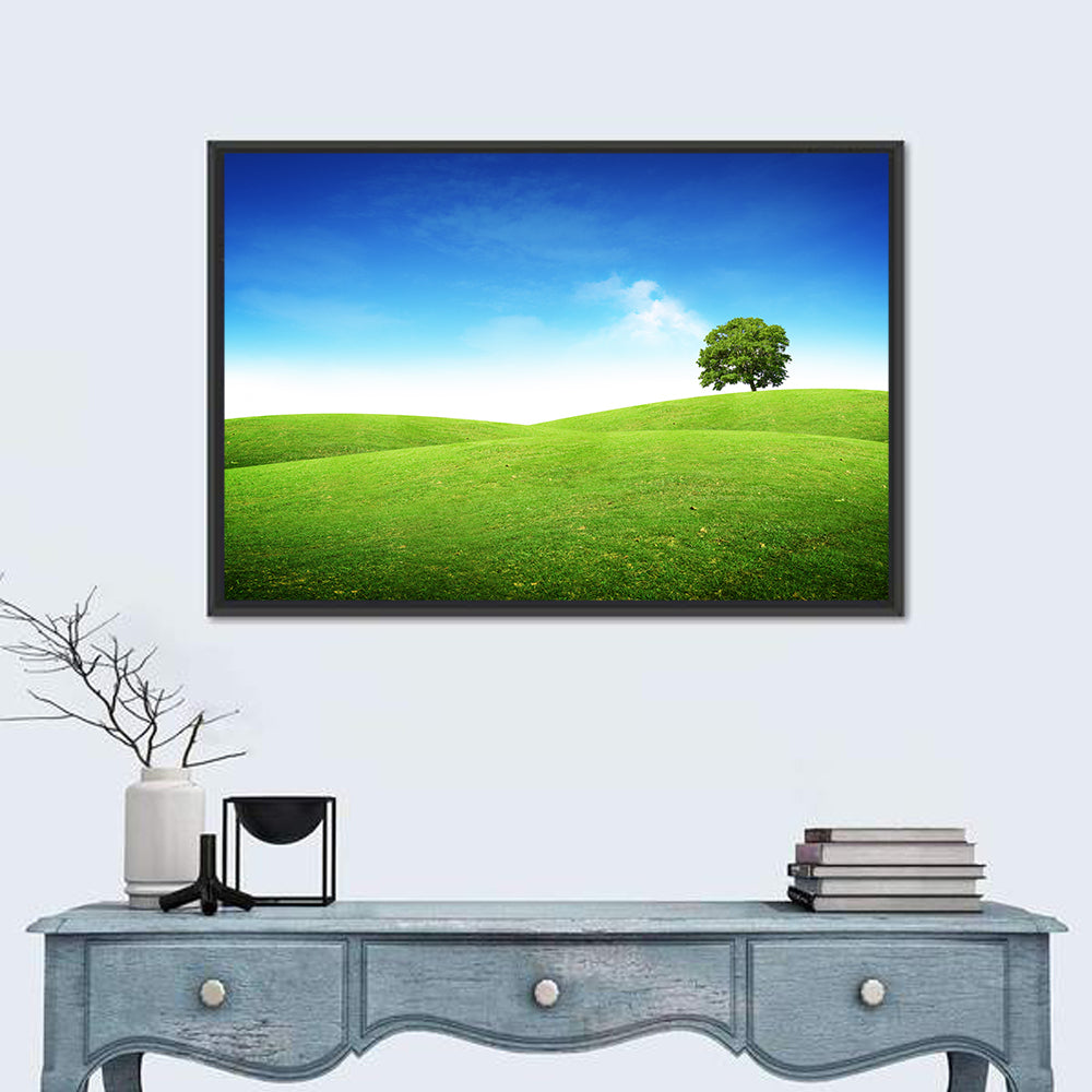 Lone Tree on Rolling Green Hill Wall Art