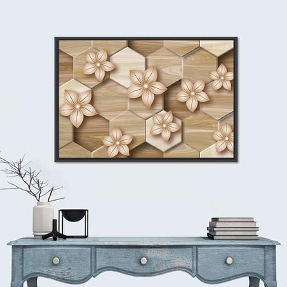 Wood Grain Honeycomb Floral Wall Art