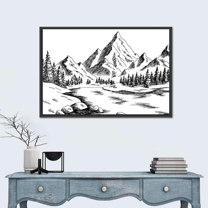 Artistic Mountain Lake Wall Art