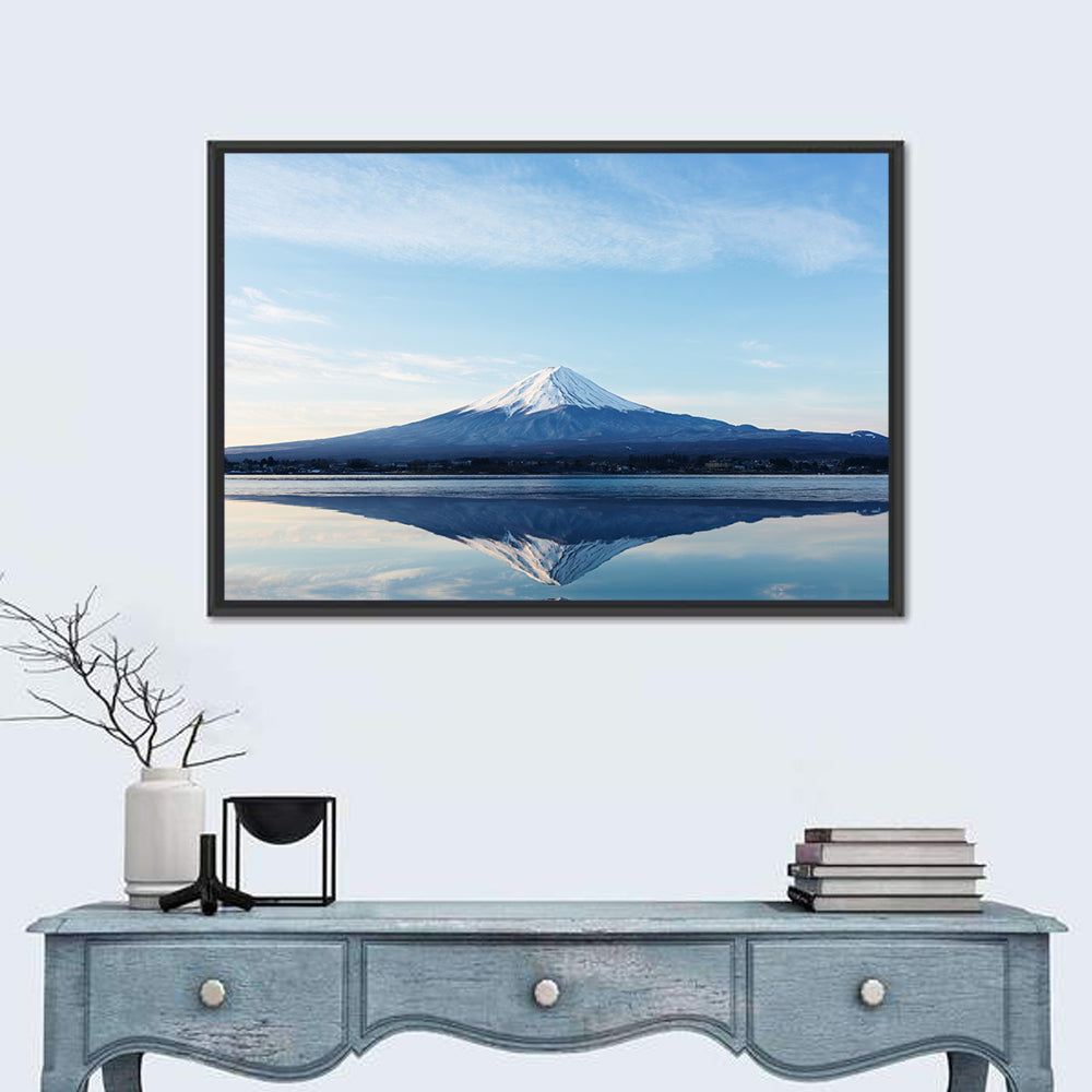 Mount Fuji Reflection Wall Art in a room, landscape