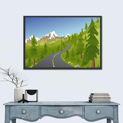 Summer Mountain Road Illustration Wall Art