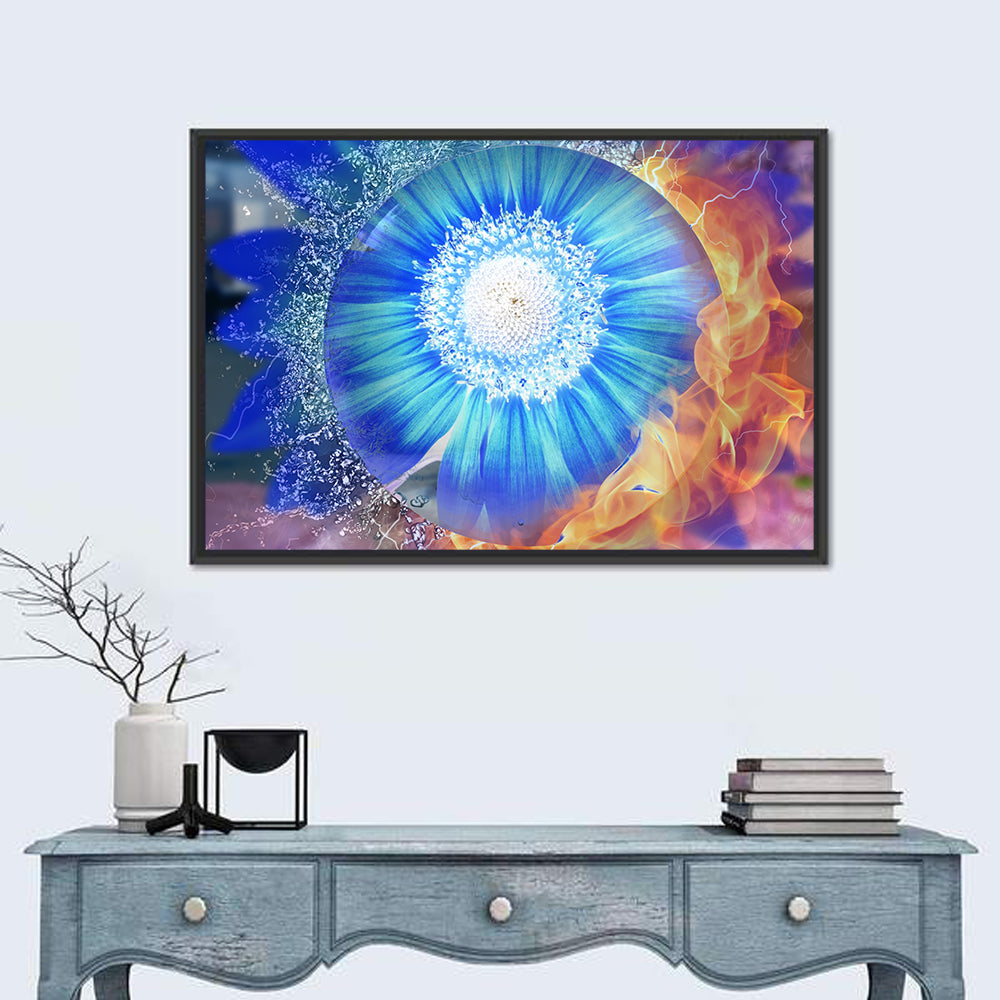 Fire and Ice at Golden Gate Wall Art in a room, landscape