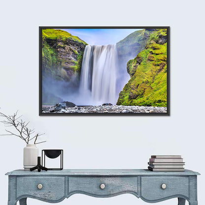 Mossy Skógafoss Waterfall Wall Art